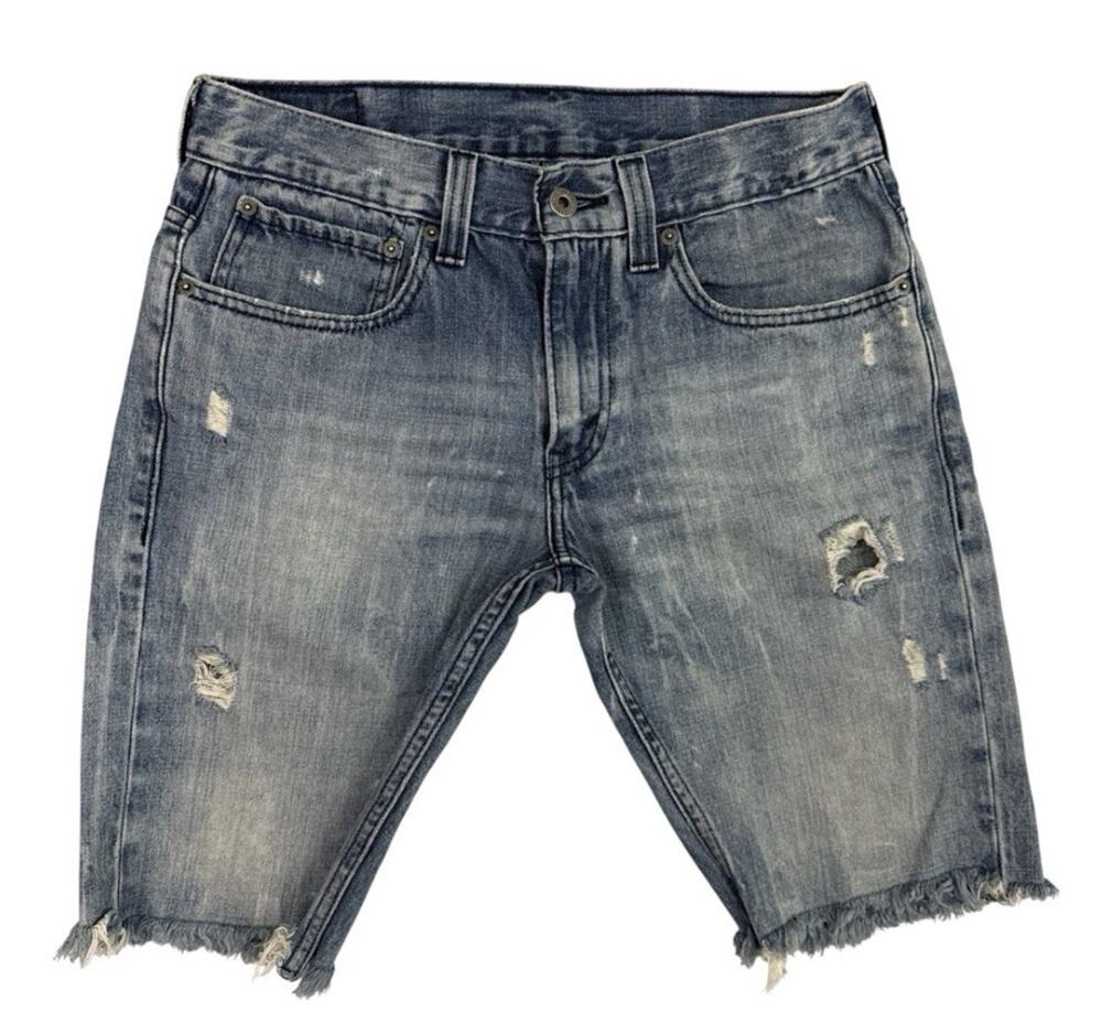 Levis 511 Skinny Denim Cutoff Shorts Mens 31 Distressed Light Wash Raw Hem